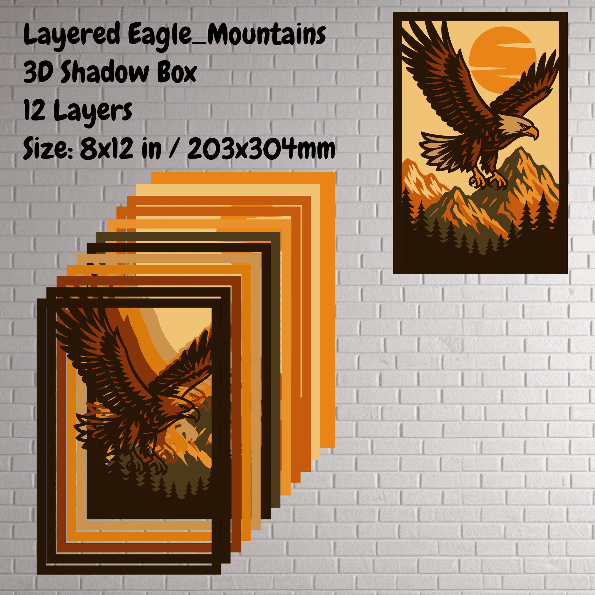 Layered eagle art design SVG DXF PDF EPS for cutting machines