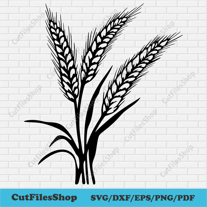 Ears of Wheat Svg, Cut files for Cricut, Dxf for Silhouette Studio, Dxf for Laser cut, vinyl cut files, gift diy, hand made svg, wall decor diy, dxf for cnc, free vector cut files