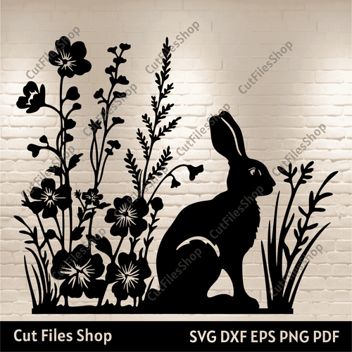 Easter Bunny Svg, Easter Bunny Laser Cut File, Easter Bunny for Cricut, Easter Rabbit svg, Standing Rabbits svg, easter svg, easter decor svg, wall metal decor dxf, flowers svg, wood cnc svg files, cnc router files easter, animals dxf files