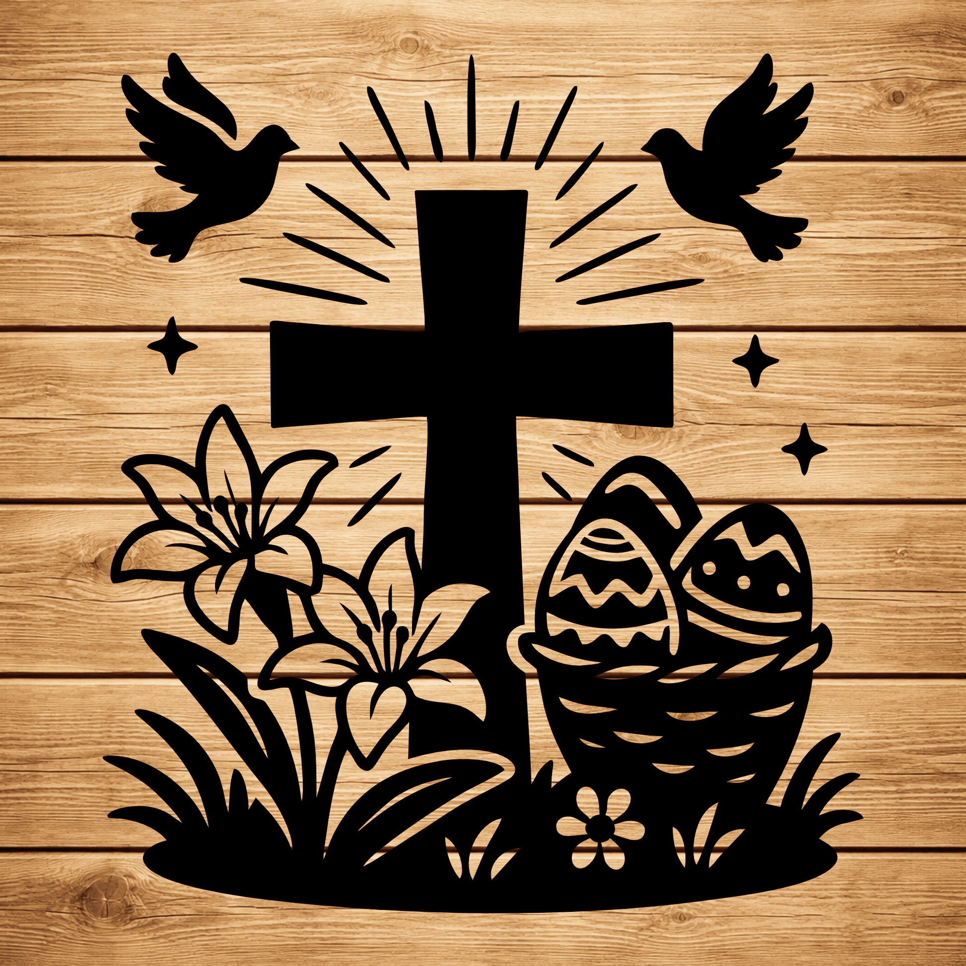 Christian cross Easter SVG PNG for CNC metal wall art