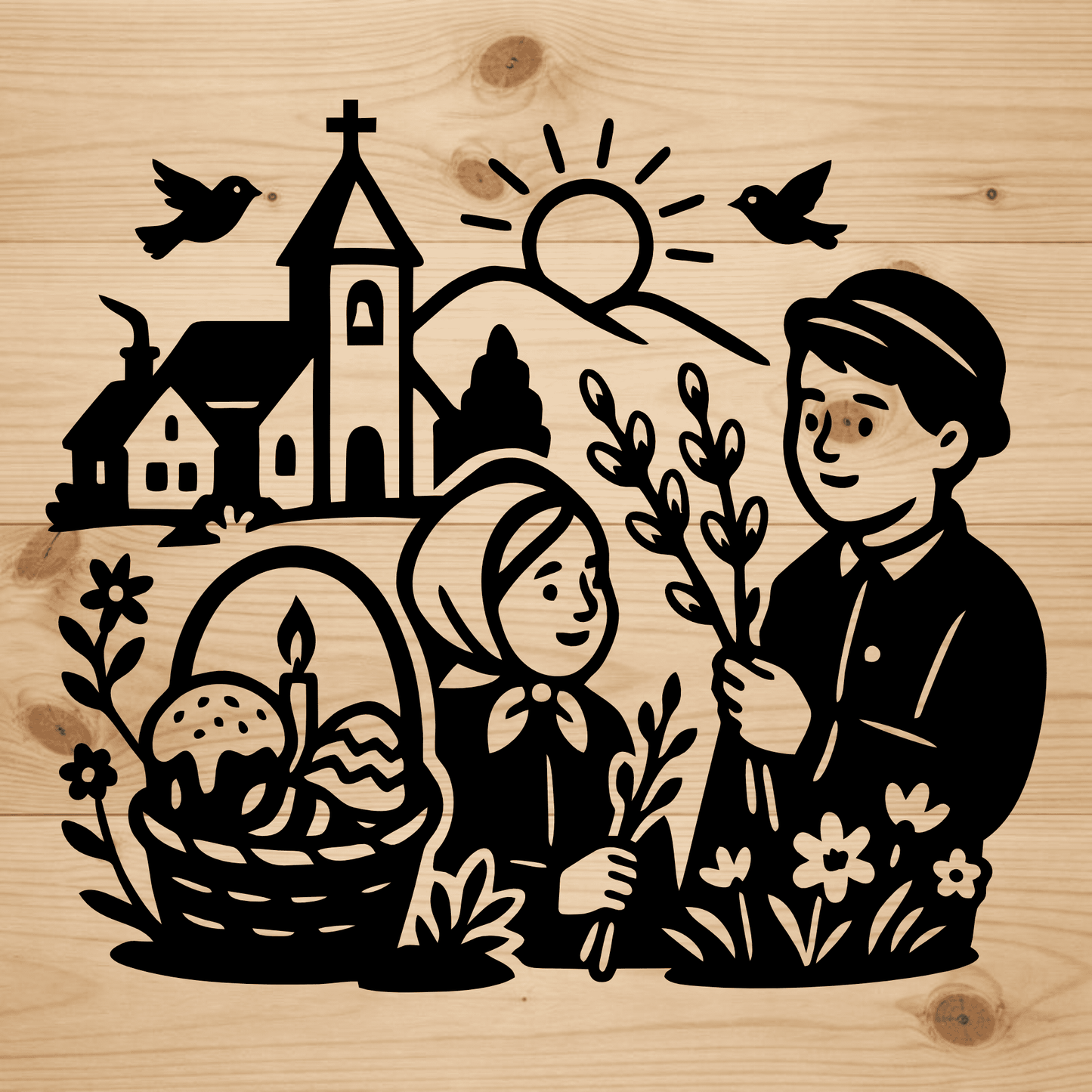 Happy Easter wall art SVG PNG for Cricut and laser