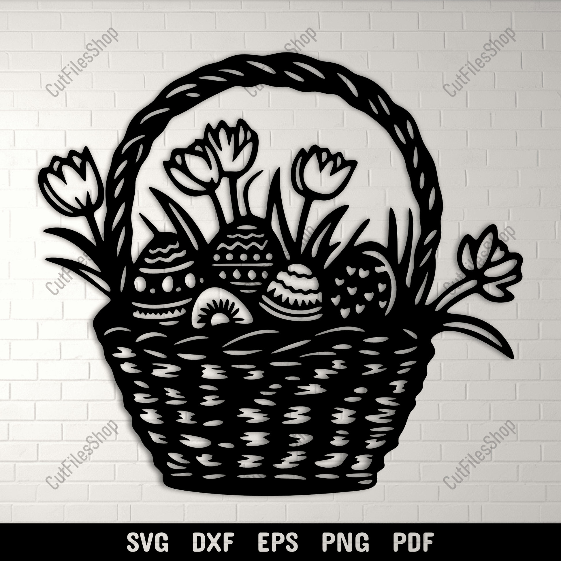 Easter basket with eggs wall decor