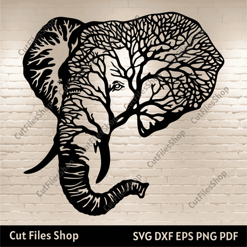 Elephant Tree Dxf for Laser cut, Wall Decor DIY, CNC design for metal cutting, Svg for Cricut, download cnc cutting files, Plasma cutting cnc, wall metal decor dxf