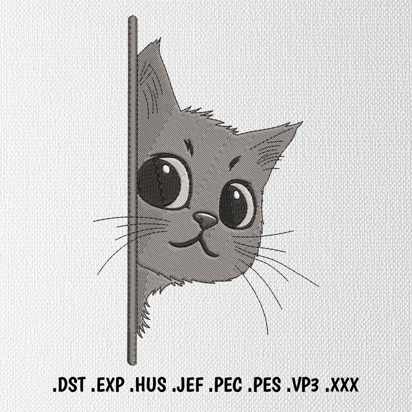 Peeking cat embroidery design for pockets
