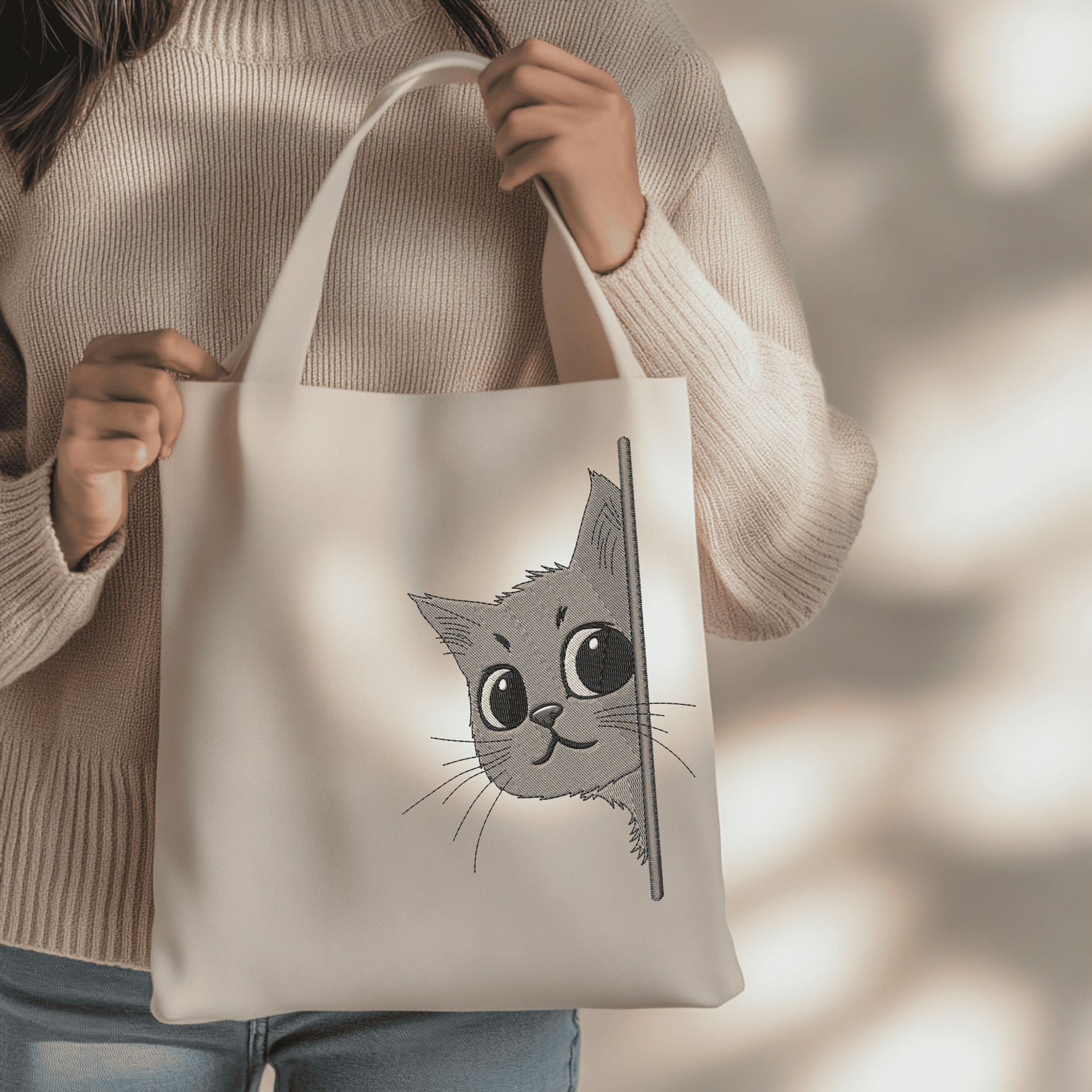 Cat embroidery design for aprons or t-shirts