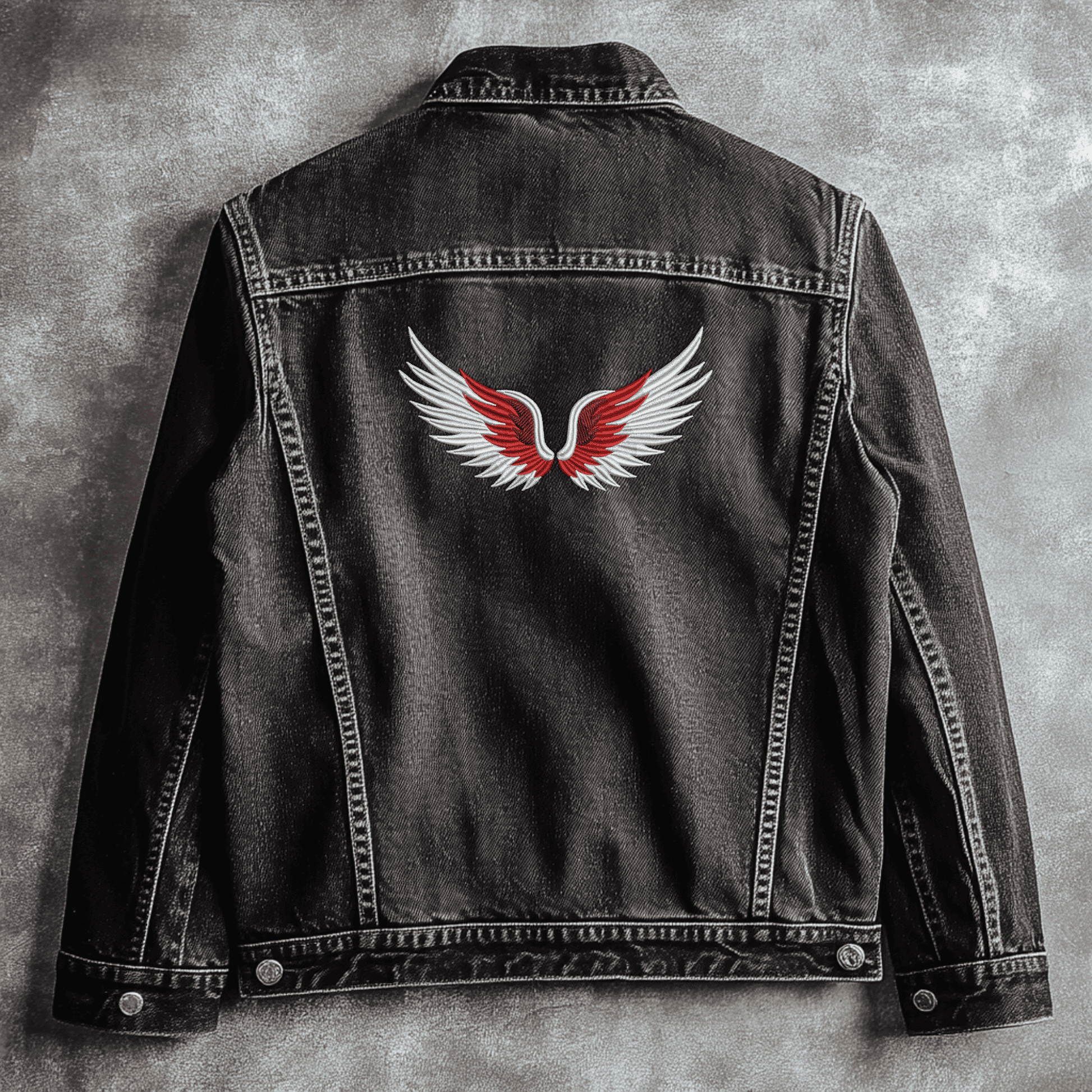 Machine embroidery of elegant angel wings