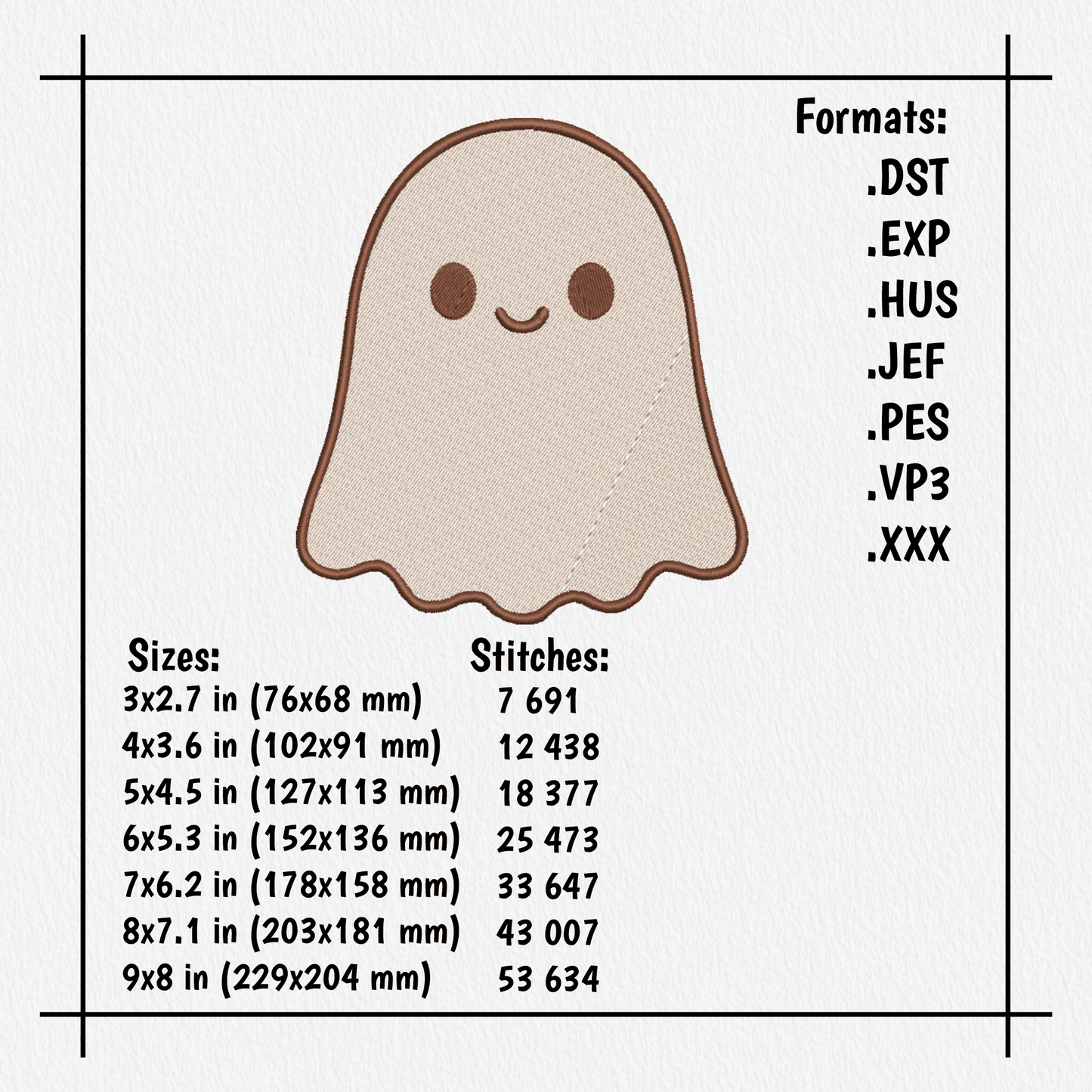 cute ghost embroidery design for halloween