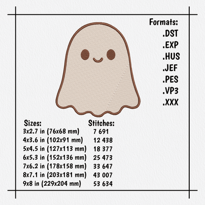 cute ghost embroidery design for halloween