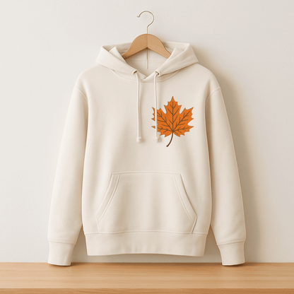 Maple leaf embroidery file for tote bags, hoodies, and seasonal projects