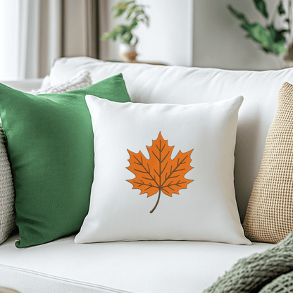 Fall season embroidery leaf design showing stitch details and formats