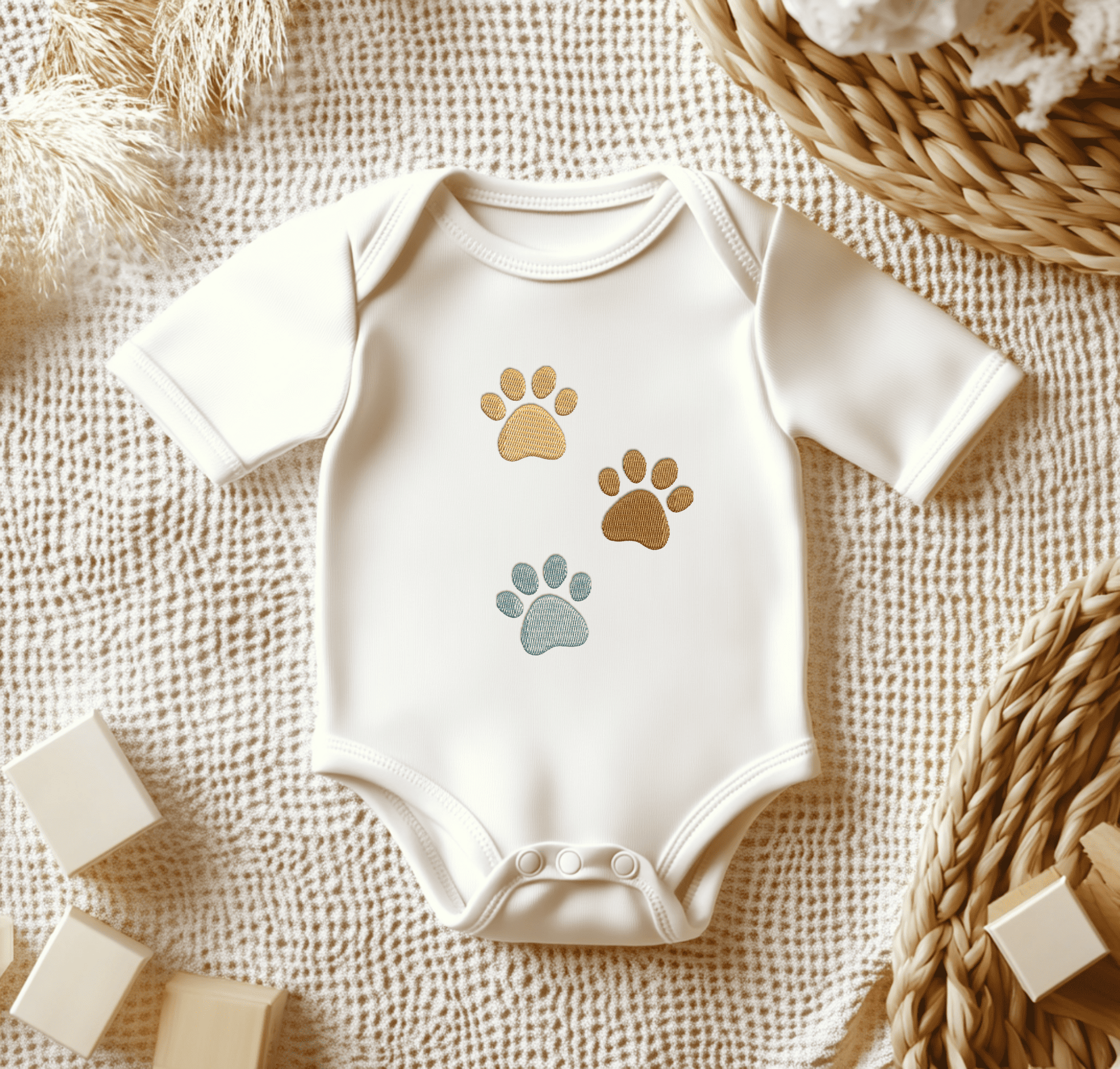 Dog and cat paw embroidery design for hoodies, kids’ clothes, and tote bags