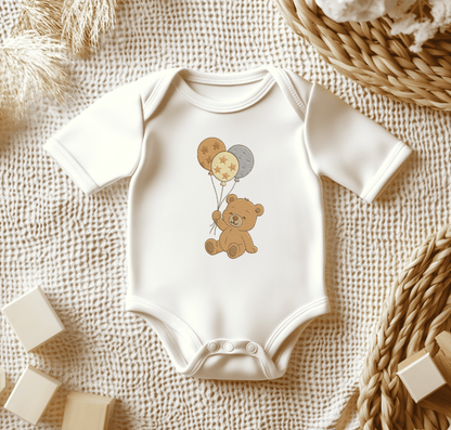 Machine embroidery teddy bear design with soft stitch details