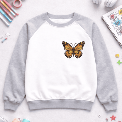 Nature inspired butterfly embroidery design for sweatshirt