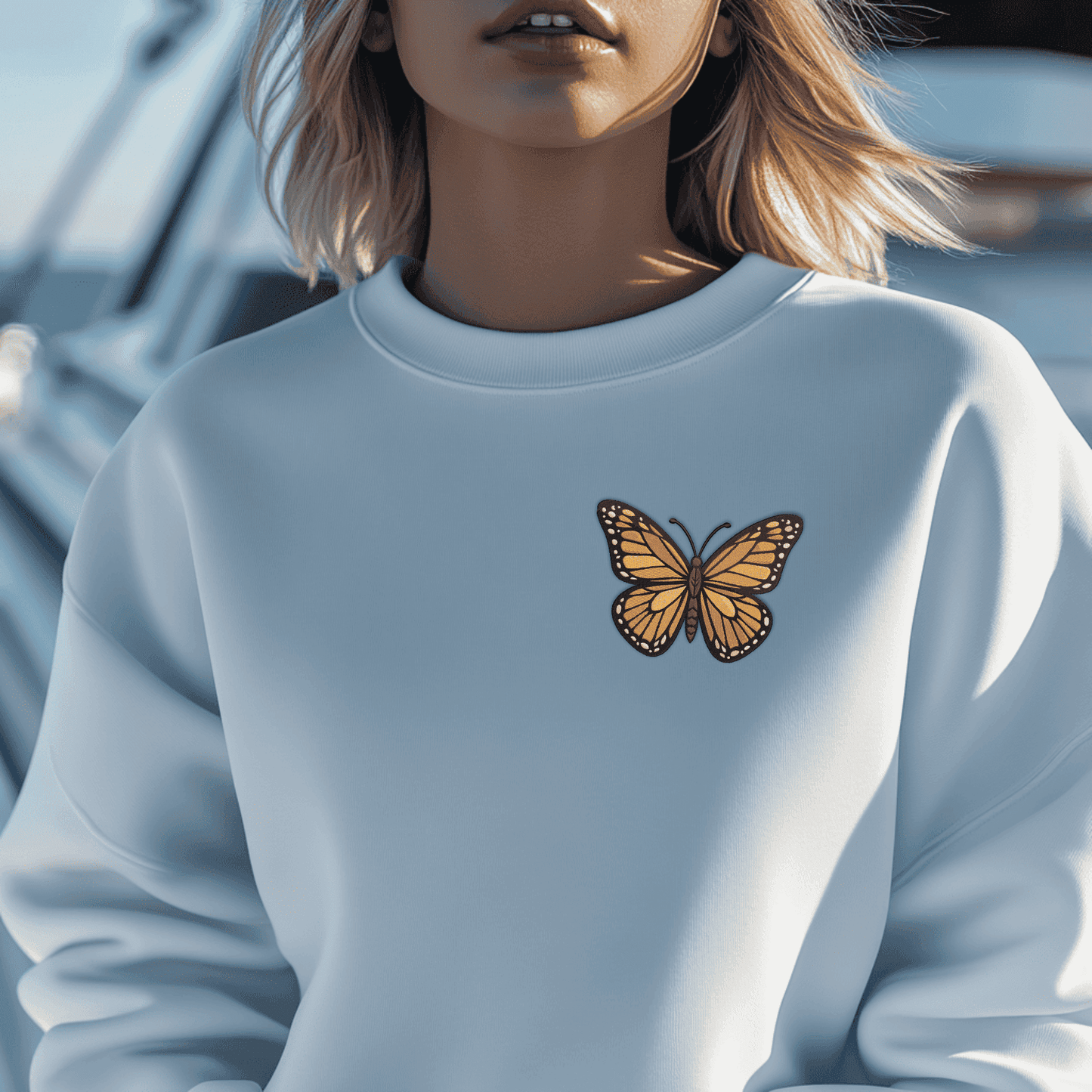 Machine embroidery butterfly file with layered stitch structure