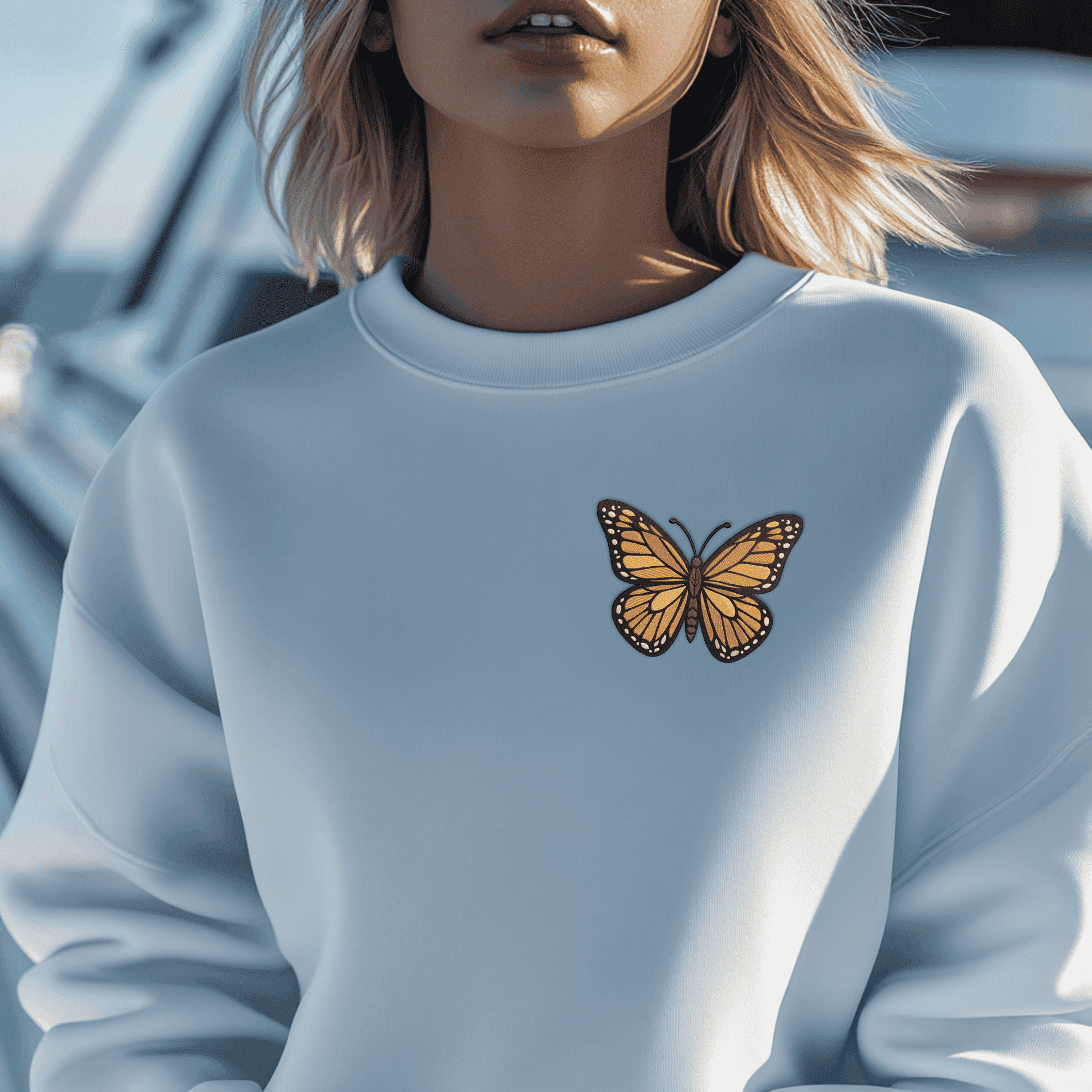 Machine embroidery butterfly file with layered stitch structure