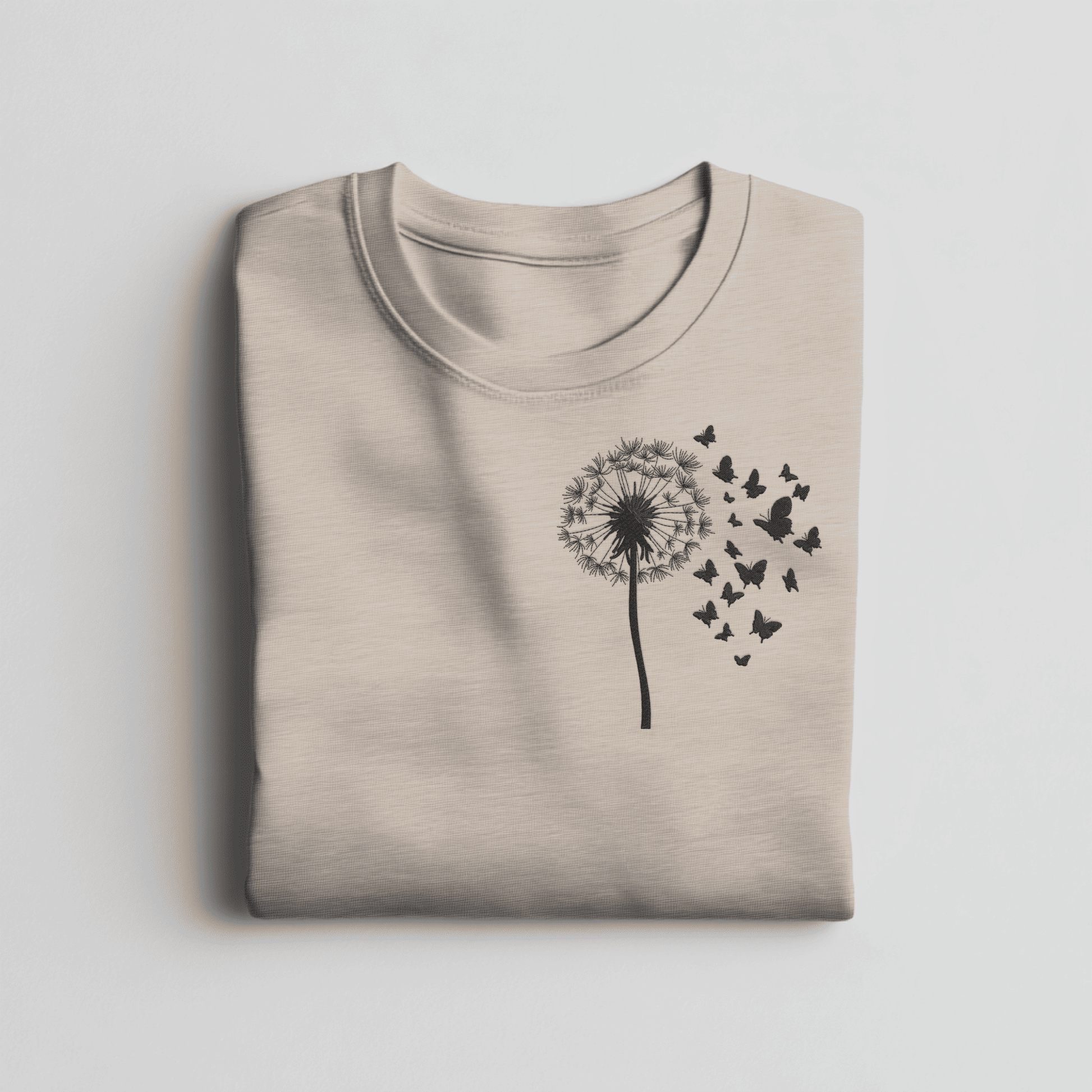 Decorative floral embroidery art with butterfly movement