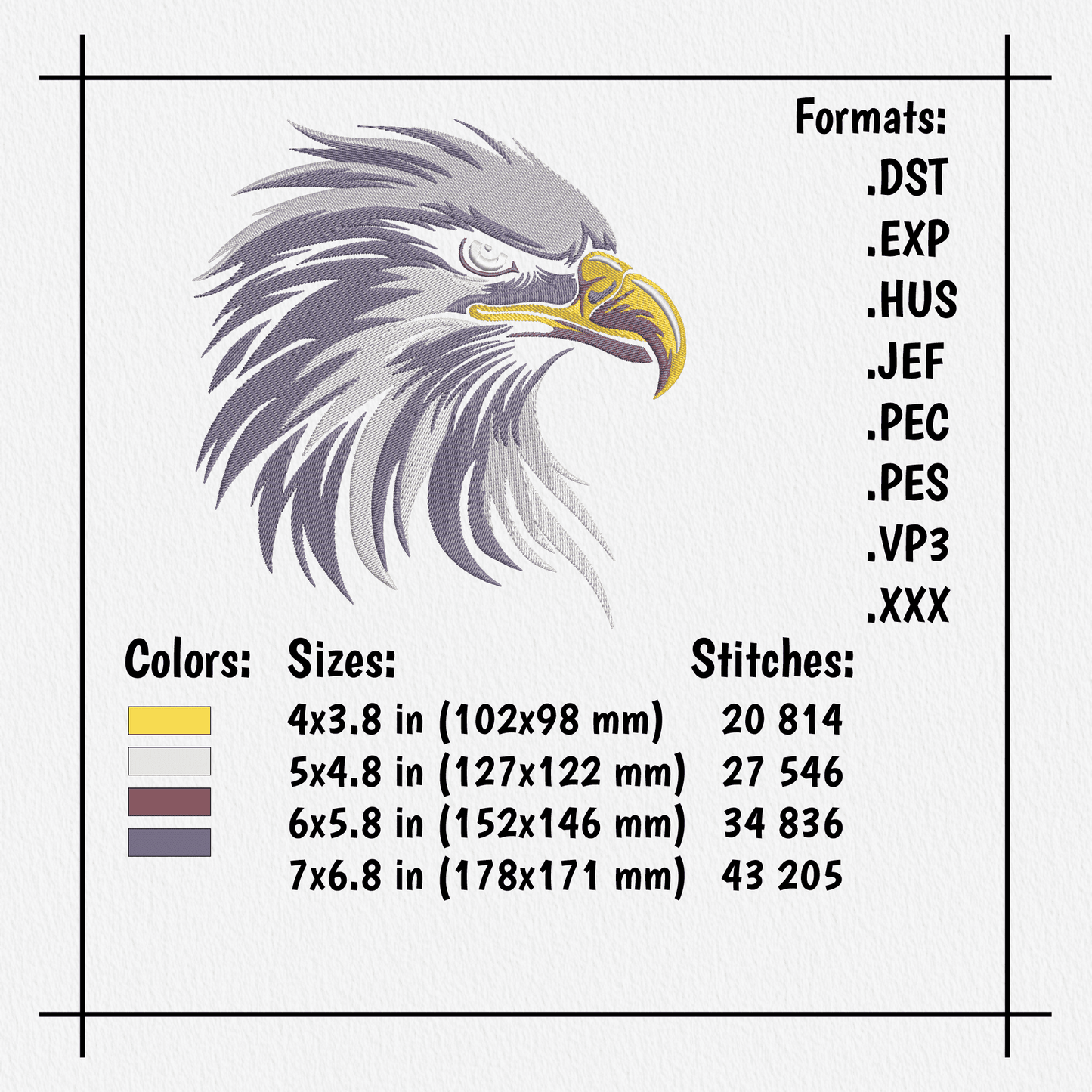 eagle head embroidery design pattern