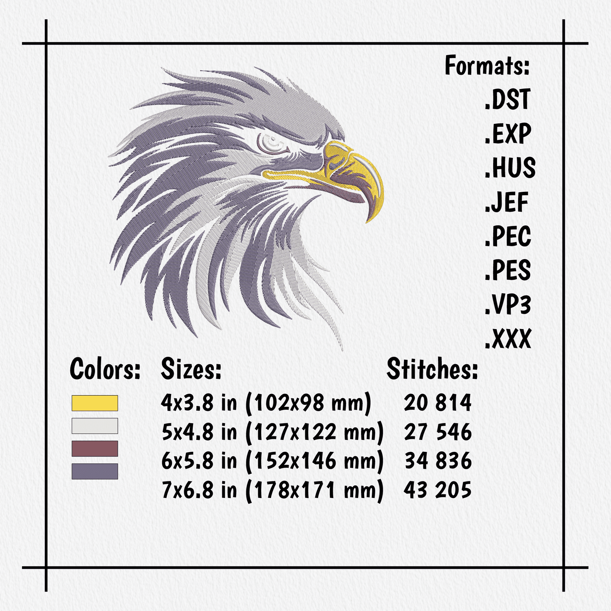 eagle head embroidery design pattern