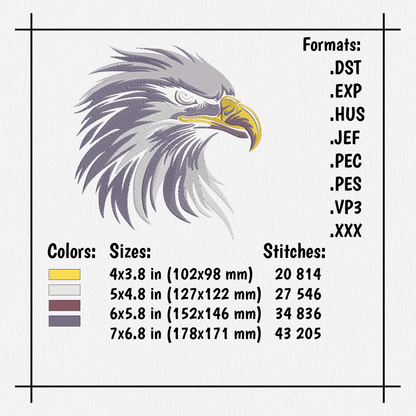 eagle head embroidery design pattern