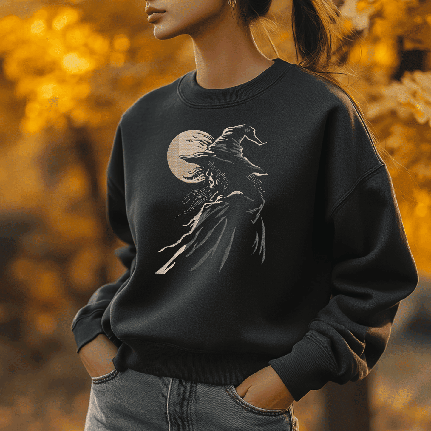 Digital witch embroidery download available in DST, PES, JEF, EXP, HUS, VP3 and XXX formats.