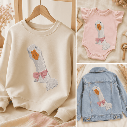 Digital goose embroidery download supplied in DST, EXP, HUS, JEF, PES, VP3 and XXX formats.