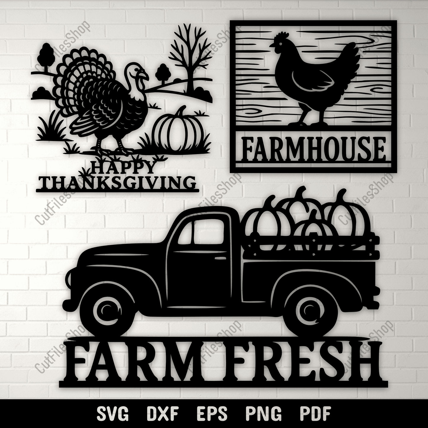 Farmhouse Thanksgiving SVG DXF EPS PNG for Cricut, laser cutting, CNC and sublimation