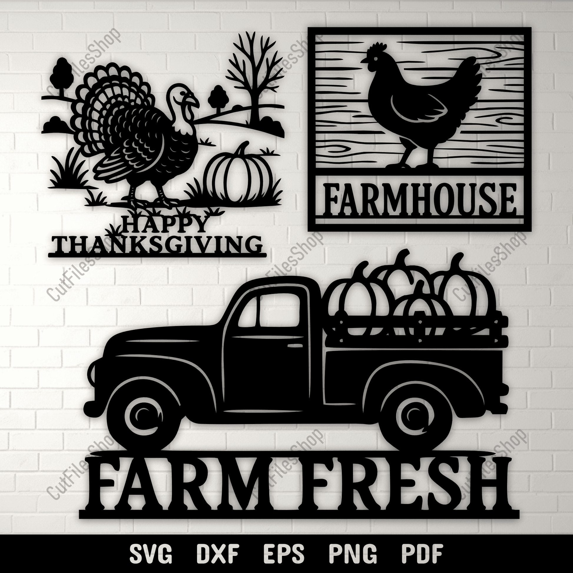 Farmhouse Thanksgiving SVG DXF EPS PNG for Cricut, laser cutting, CNC and sublimation