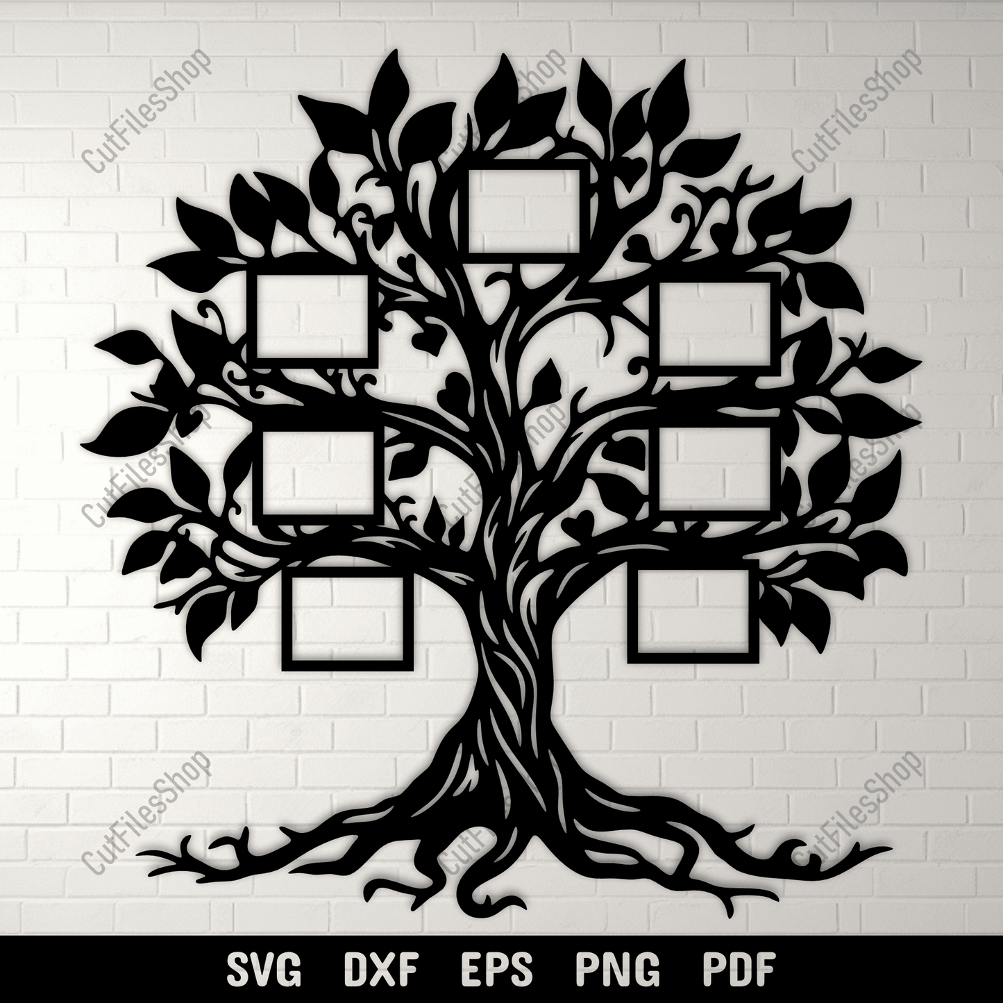 Family tree photo frame laser cut plywood design