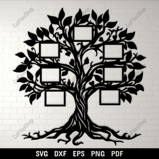 Family tree photo frame laser cut plywood design