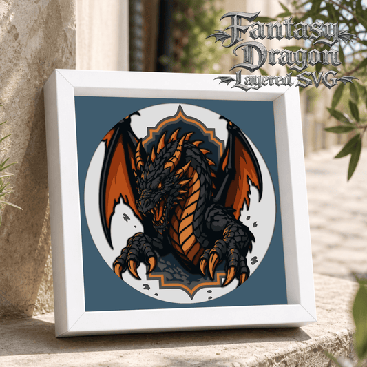 fantasy dragon layered svg shadow box design