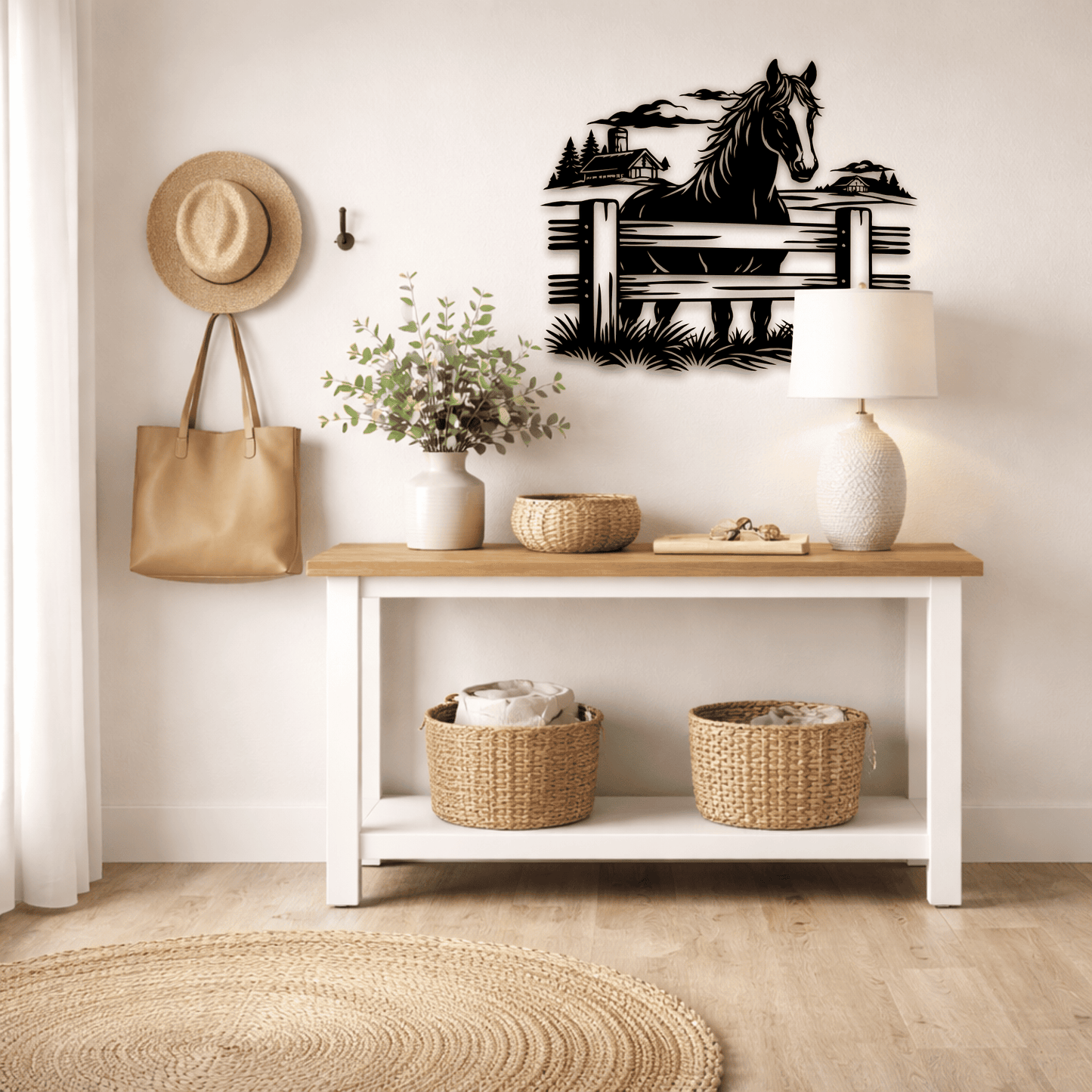 farm horse scene svg vector, Dxf wall metal decor