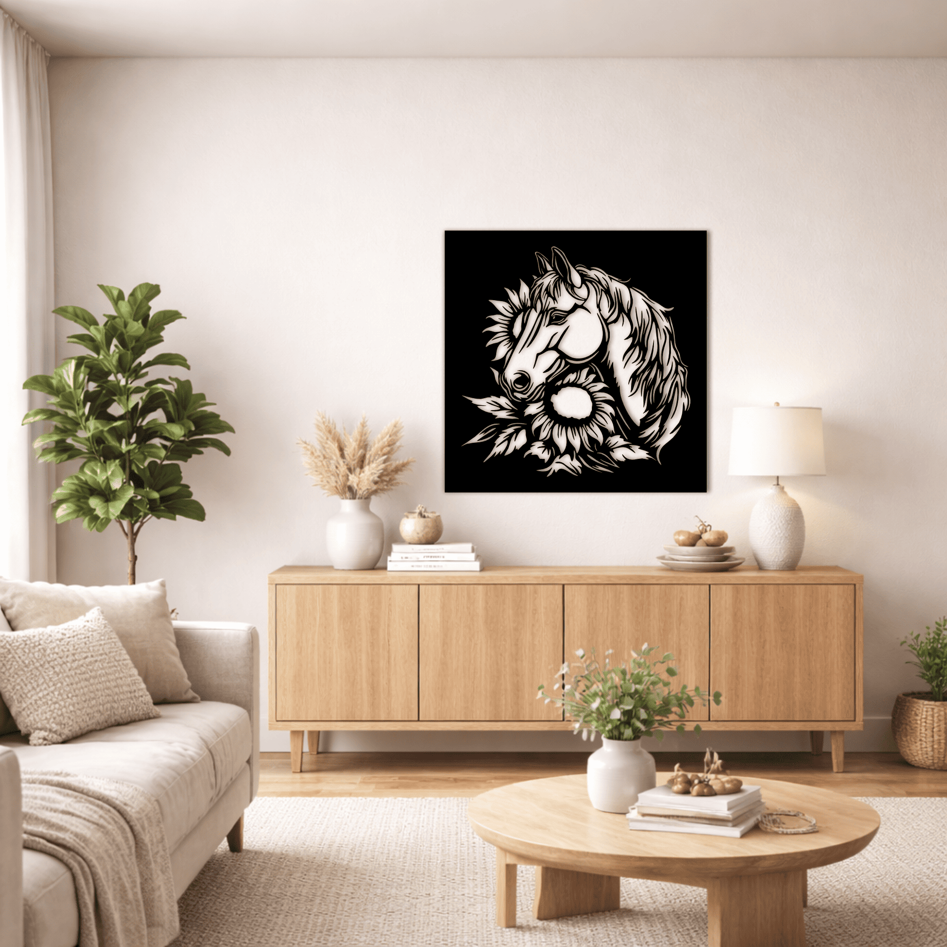 Floral horse panel dxf for laser