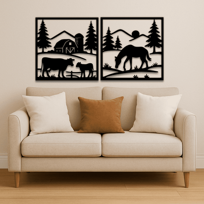 Barn and silo countryside SVG DXF design