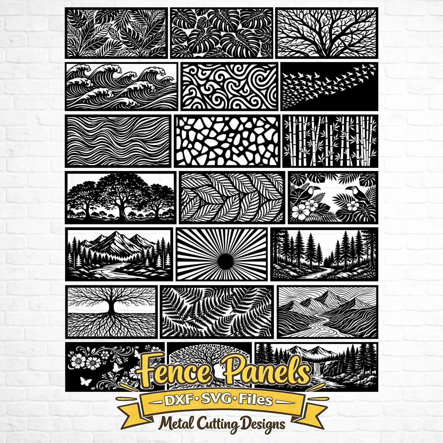 fence panels dxf svg bundle for cnc plasma laser cutting