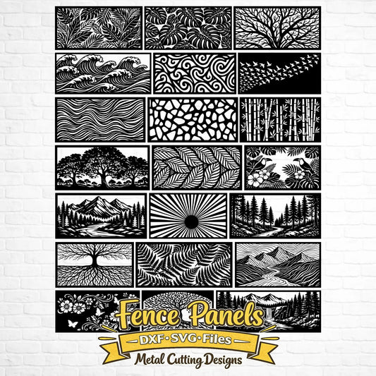 fence panels dxf svg bundle for cnc plasma laser cutting