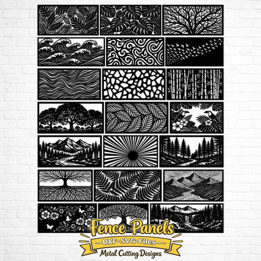 fence panels dxf svg bundle for cnc plasma laser cutting