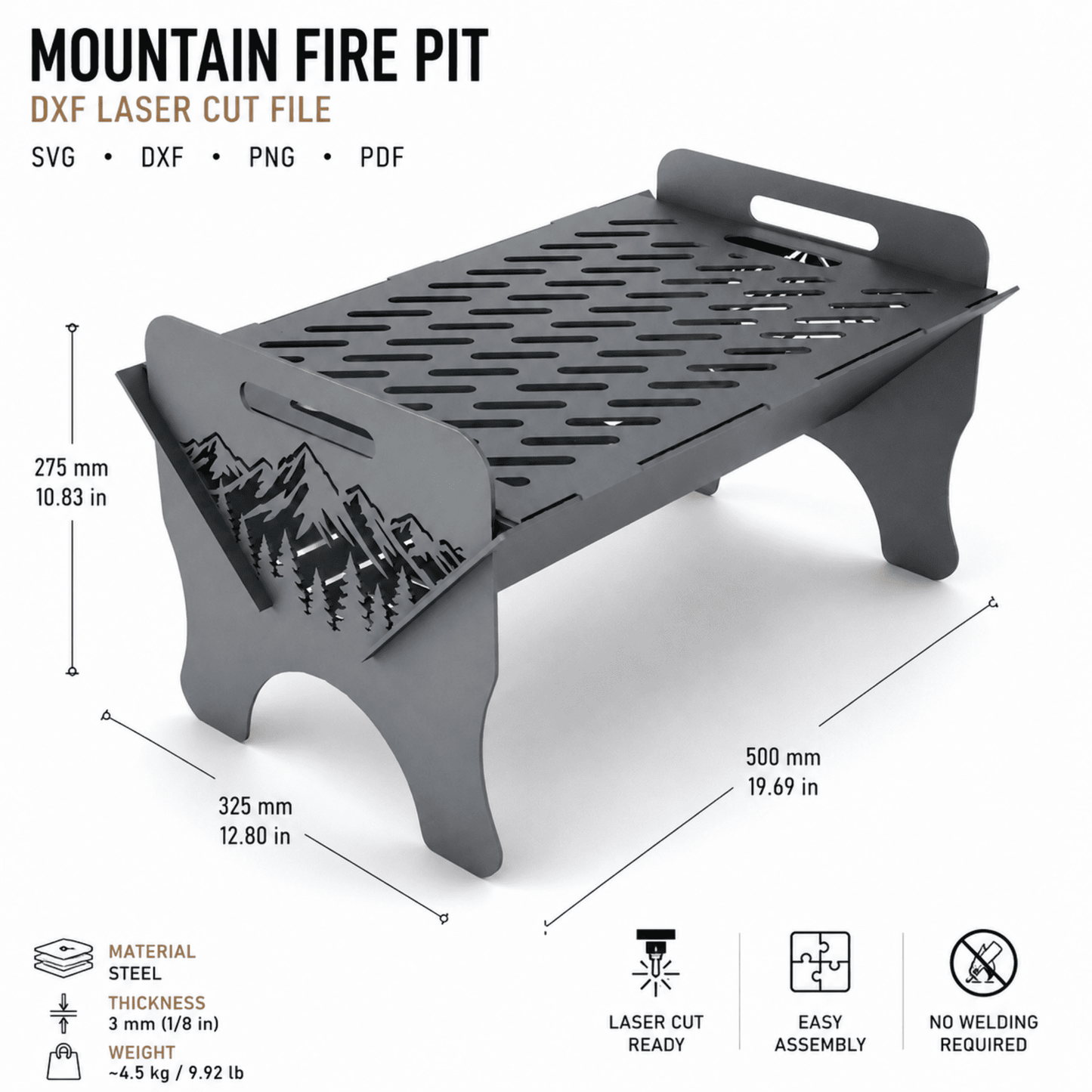 CNC plasma fire pit made from 3 mm steel