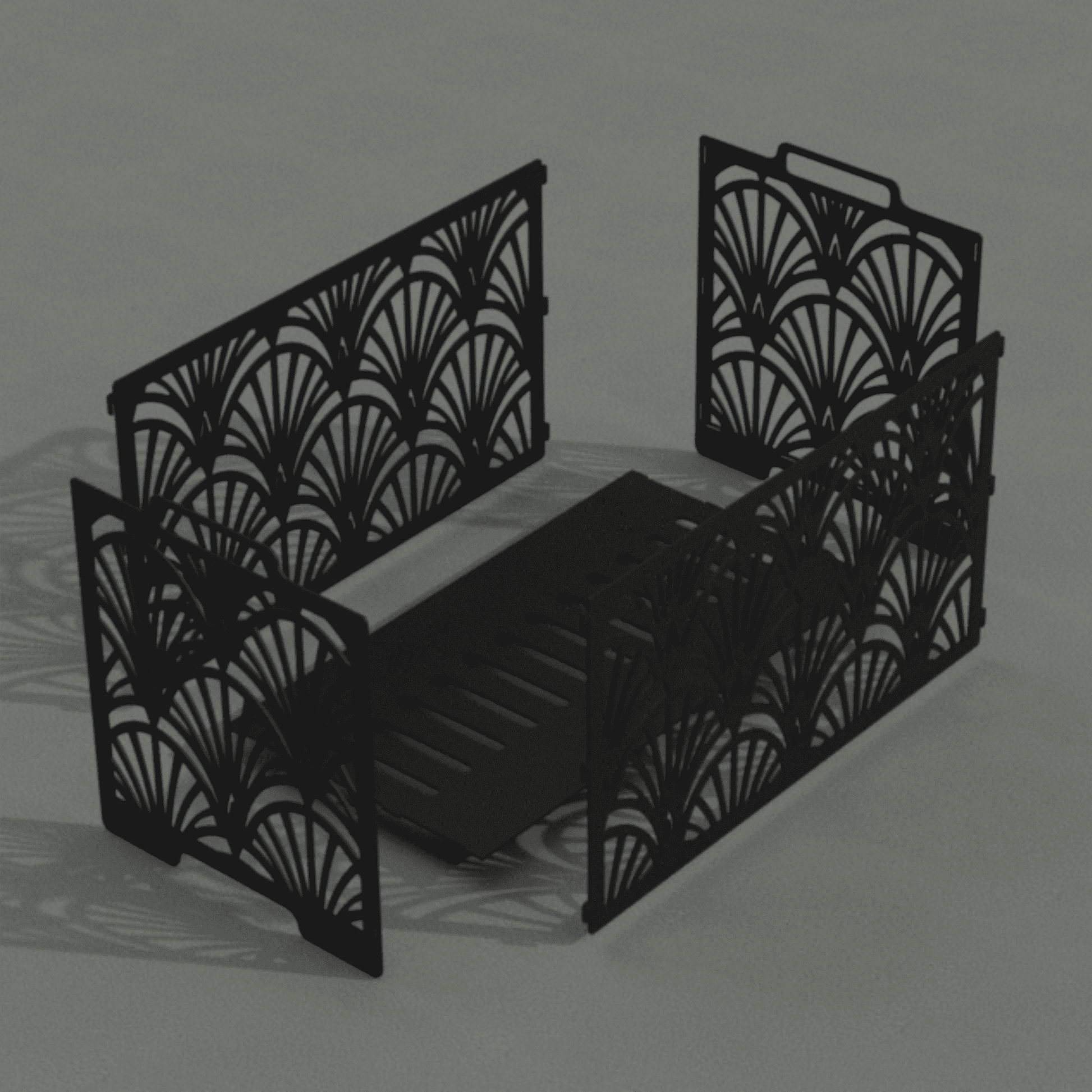 Laser cut firewood holder with slot together assembly