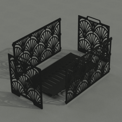 Laser cut firewood holder with slot together assembly