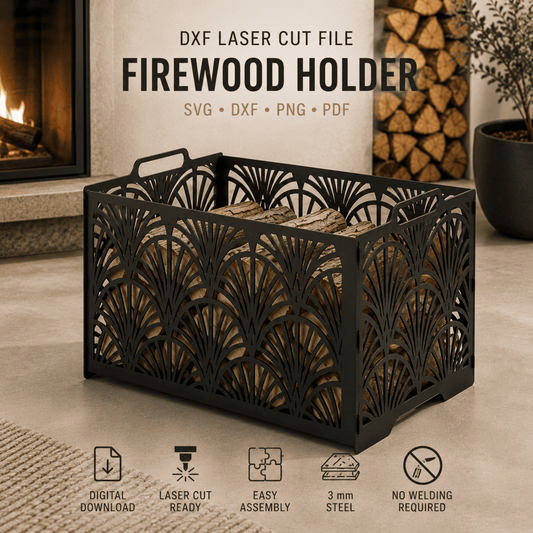 Art Deco firewood holder DXF SVG laser cut files for CNC plasma