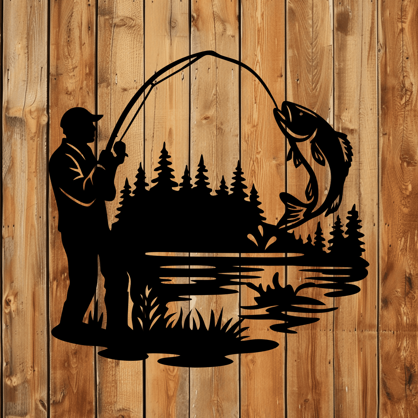 Fishing silhouette SVG DXF for plasma and engraving