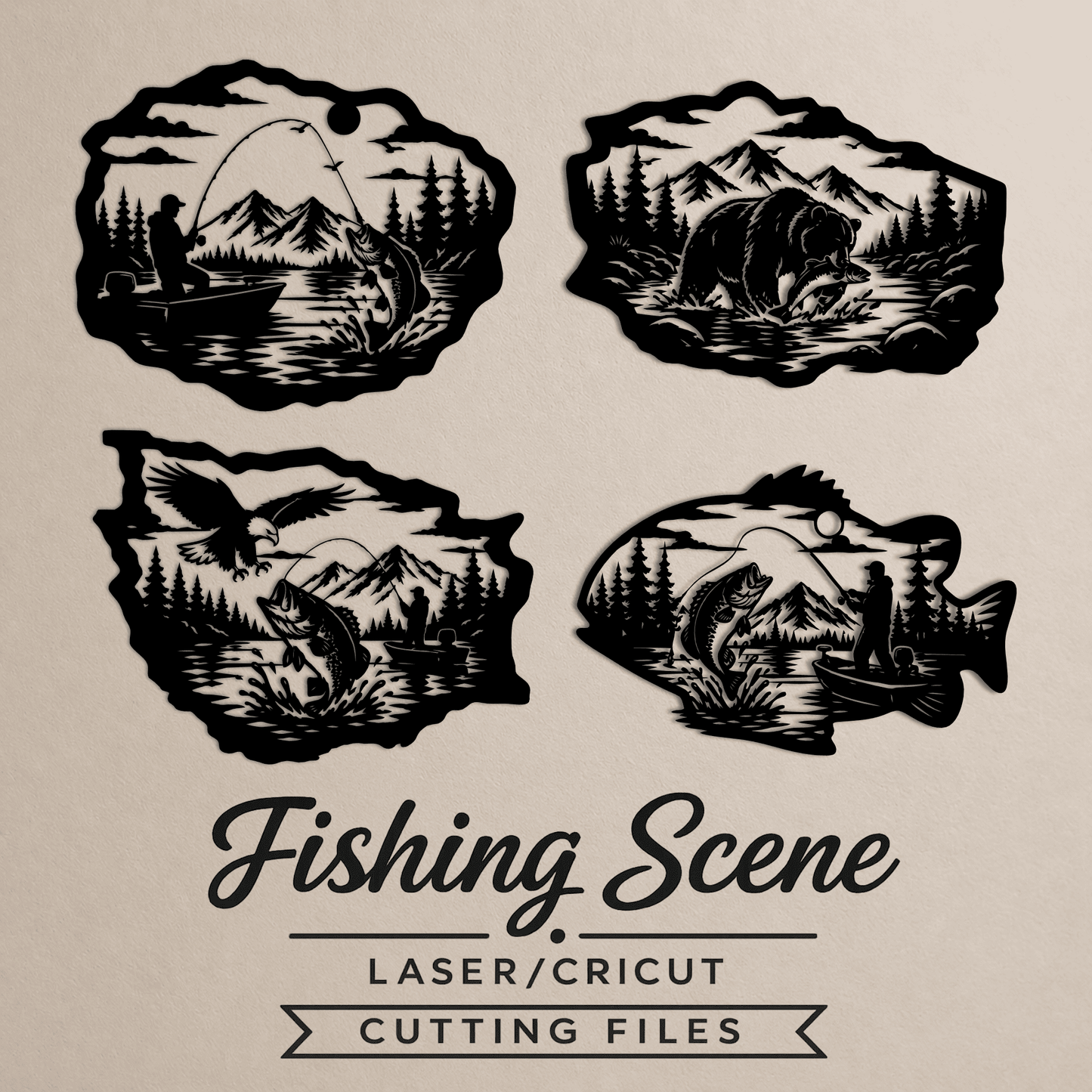 Fishing wildlife SVG for CNC plasma cutting