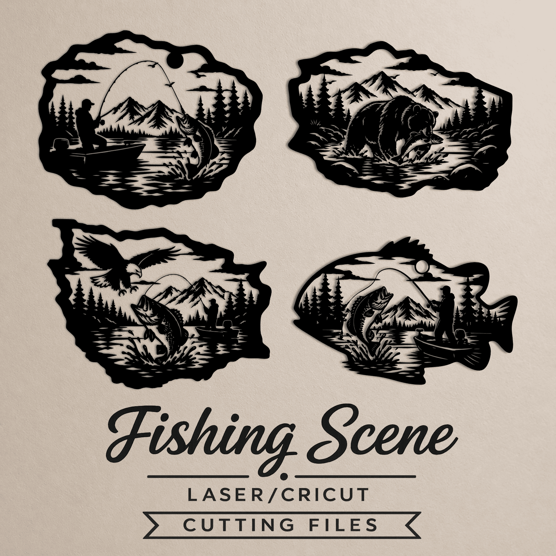 Fishing wildlife SVG for CNC plasma cutting
