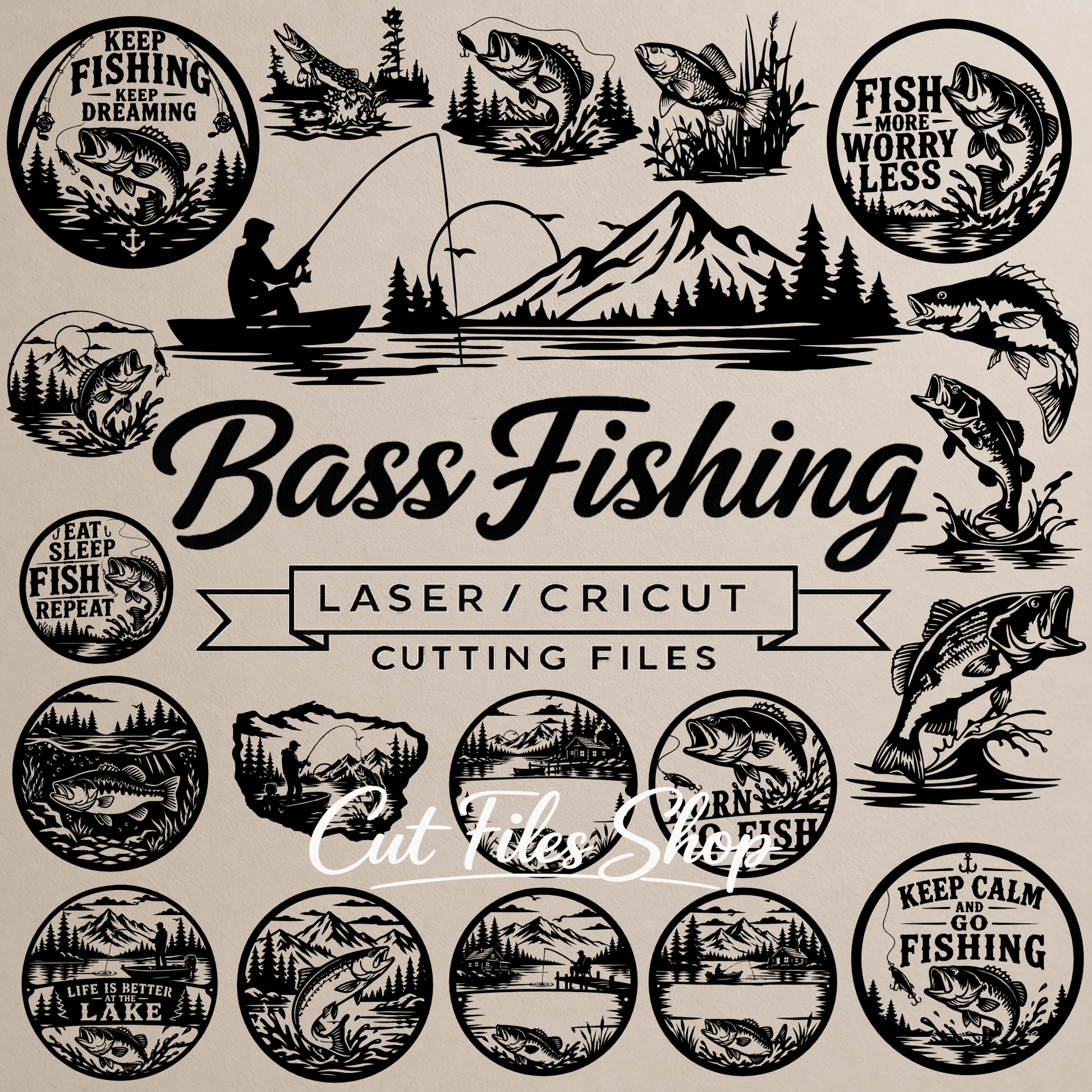 Bass fishing SVG bundle for CNC plasma and laser cutting