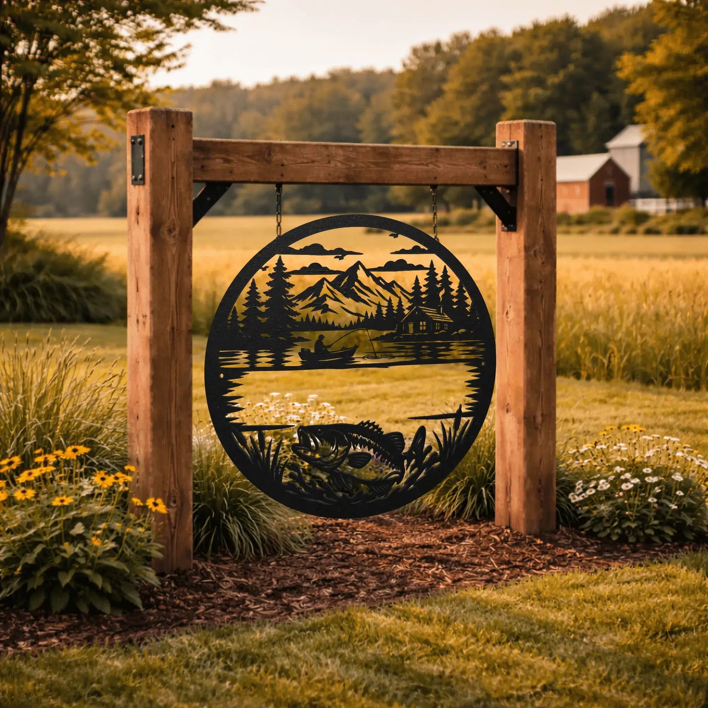 Bass fishing metal wall panel SVG design