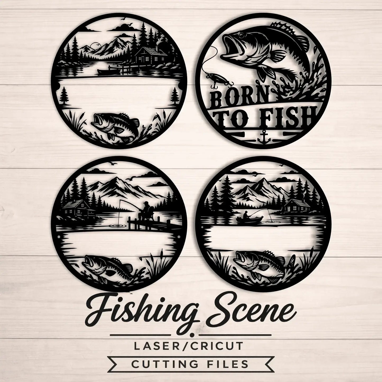 Fishing lake DXF file for CNC plasma cutting