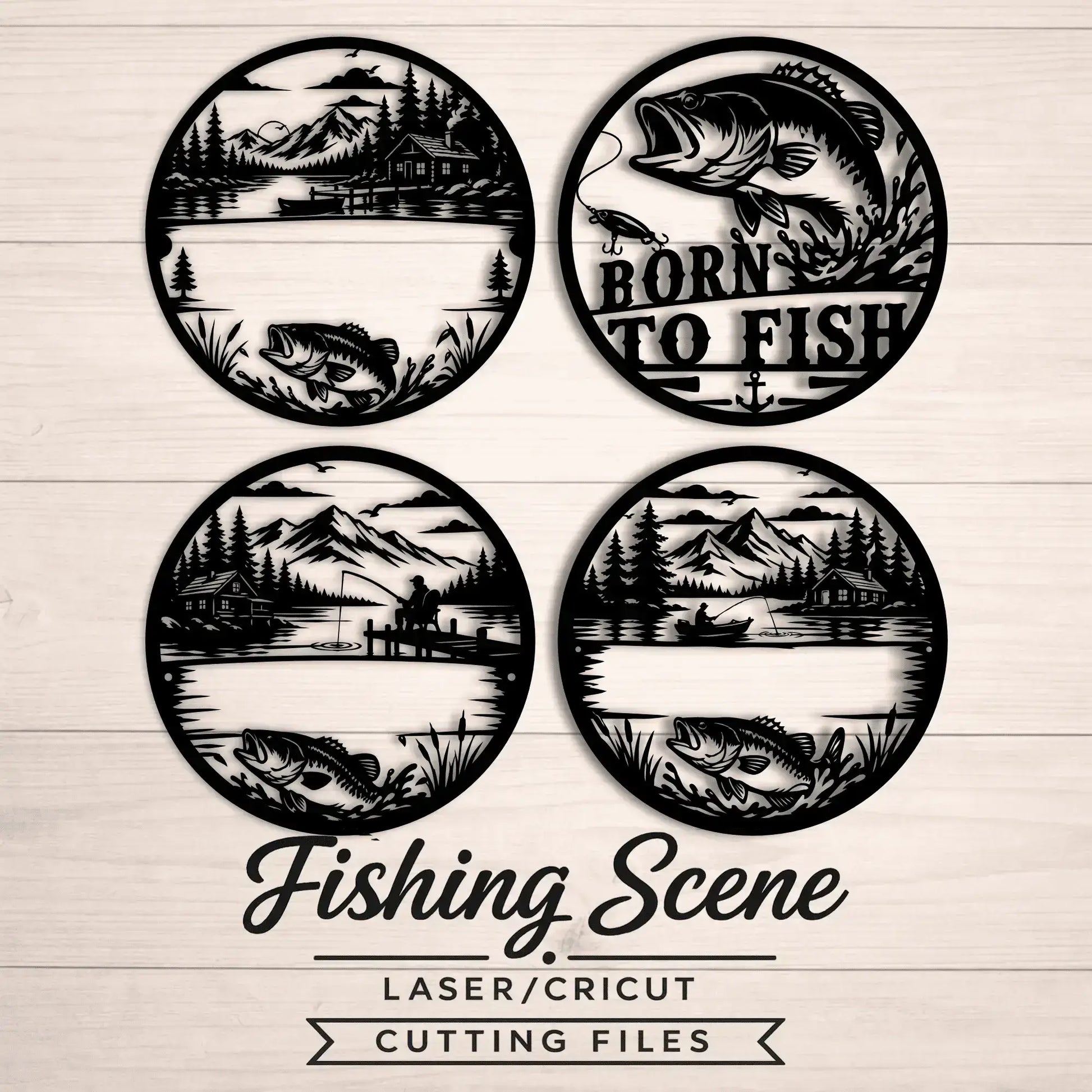Fishing lake DXF file for CNC plasma cutting