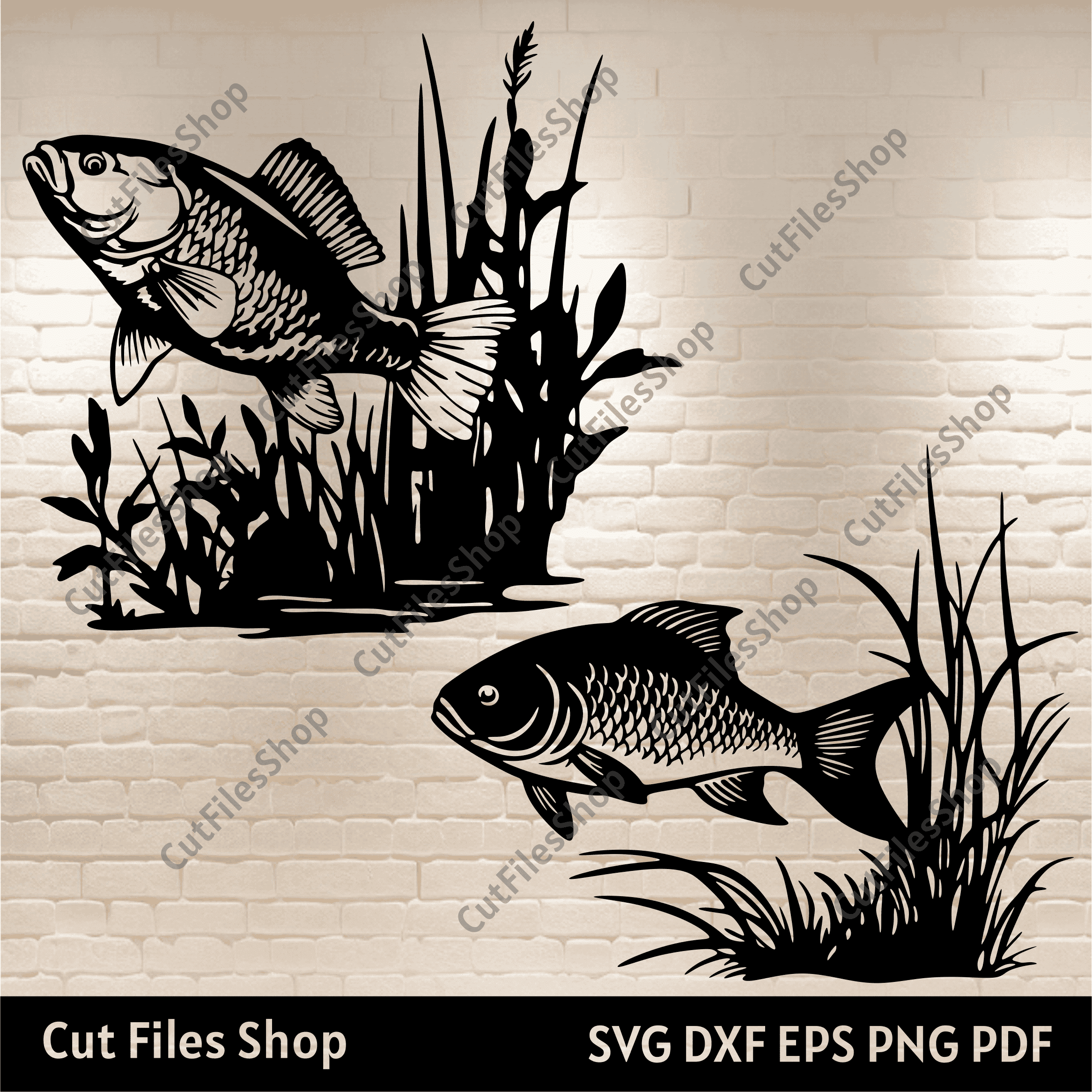 Fish Scene Svg, Fishing Dxf, Cutting Files for Cricut