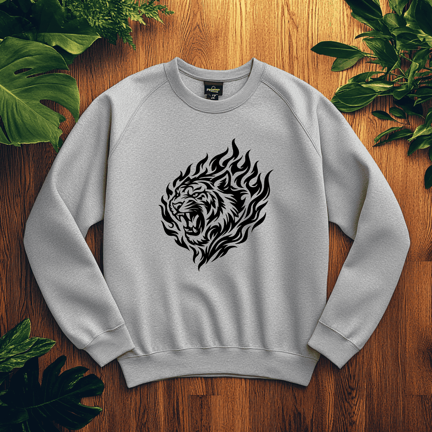 Tribal flames tiger illustration for CNC and craft machines