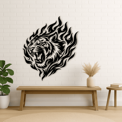 Tribal tiger artwork for metal wall art and engraving